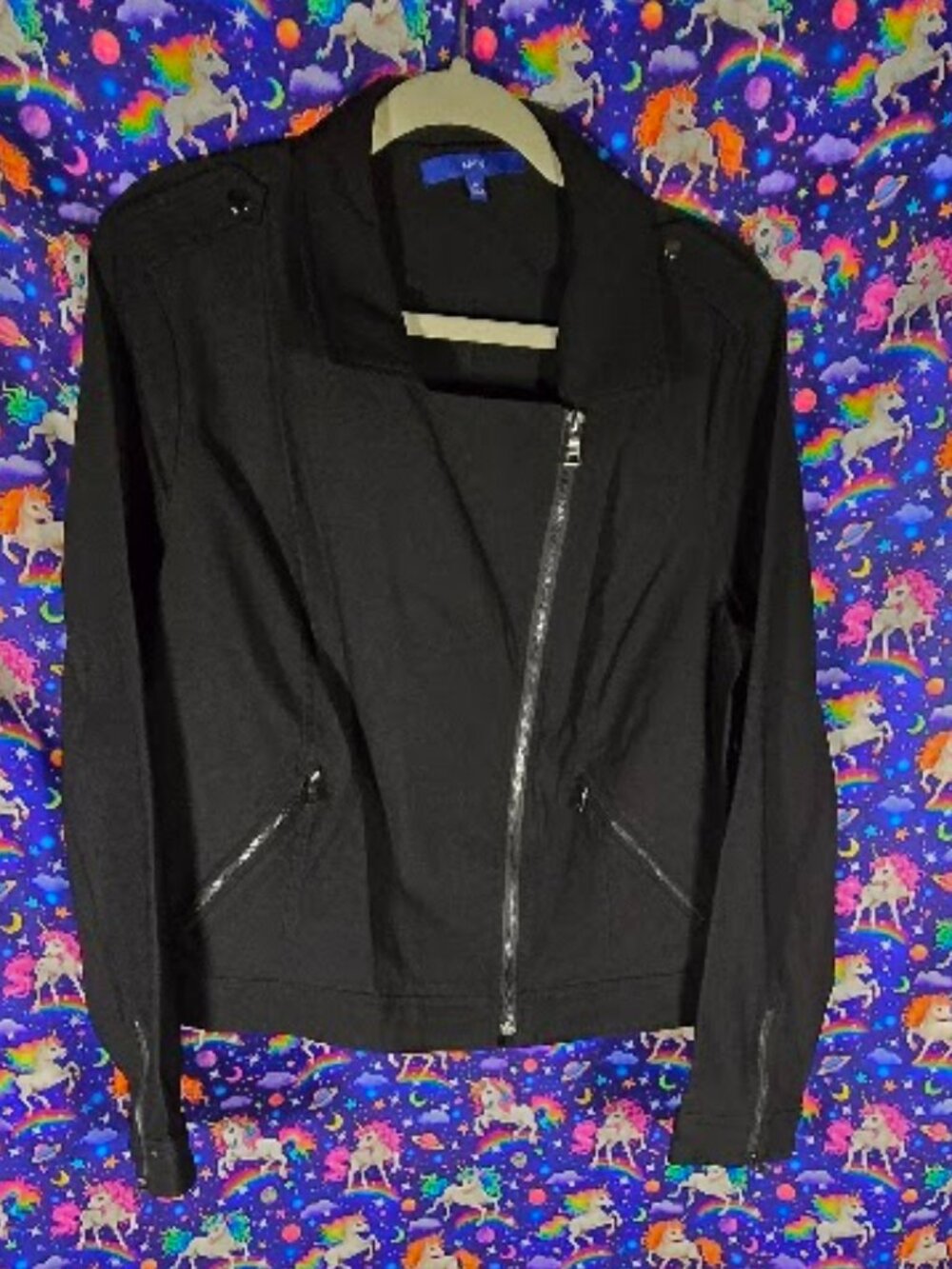 Apt. 9 Black Asymmetric Zip Lightweight Moto Jacke